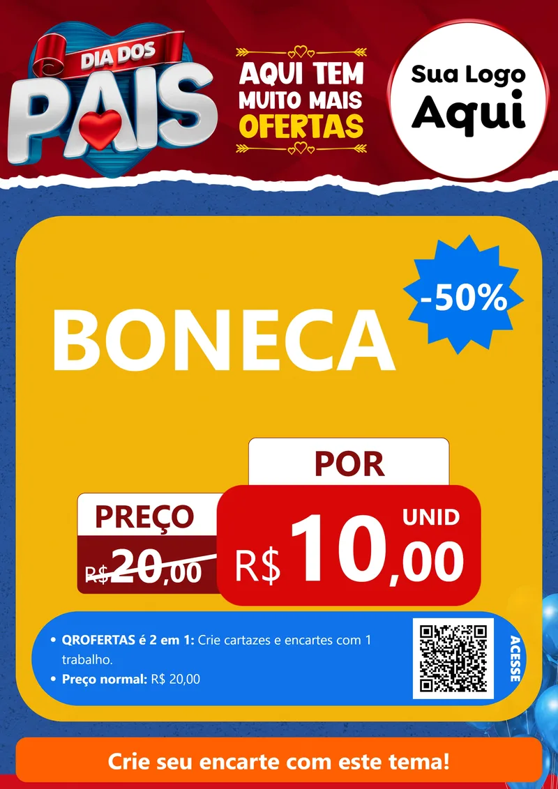 Modelo de Cartaz para Cartaz A4 Vertical com o tema Dia dos Pais para Brinquedos