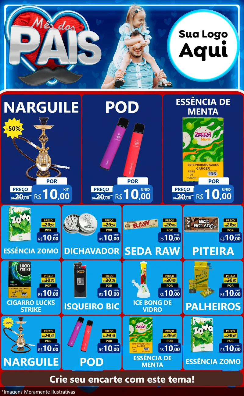 Modelo de Encarte para Encarte Grande com o tema Mês Dos Pais para Tabacaria