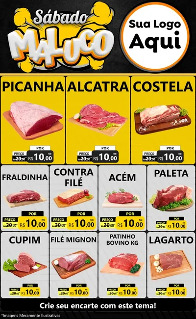 Modelo de Encarte para Encarte Grande com o tema Sábado Maluco para Açougue