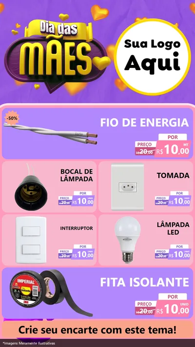 Modelo de TV para TV Vertical com o tema Dia das Mães para Materiais Elétricos