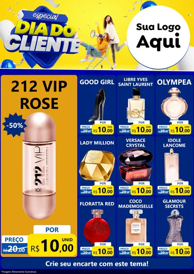 Modelo de Encarte para Encarte A4 Vertical com o tema Especial Dia do Cliente para Perfumes