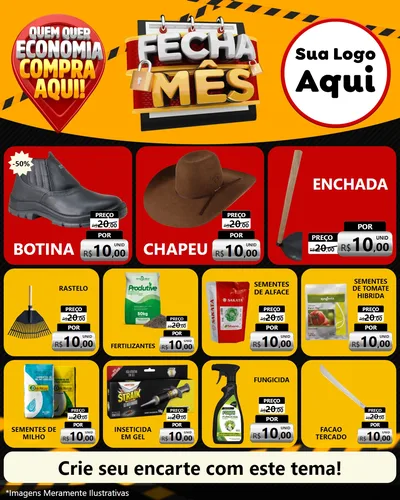 Modelo de Rede Social para Feed Instagram com o tema Fecha Mês para Agropecuária