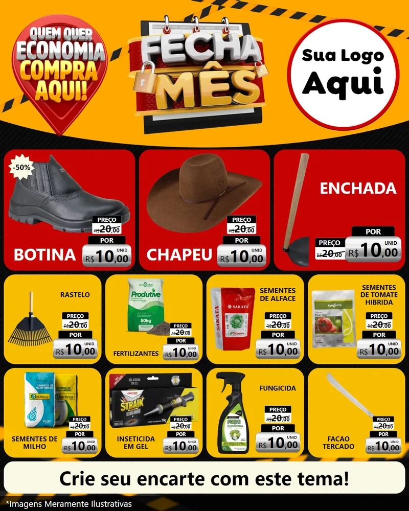 Modelo de Rede Social para Feed Instagram com o tema Fecha Mês para Agropecuária