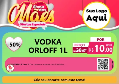 Modelo de Cartaz para Cartaz A4 Horizontal com o tema Show das Mães - Ofertas Especiais para Distribuidora de bebidas