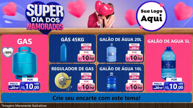 Modelo de TV para TV Horizontal com o tema Super Dia dos Namorados para Água e gás