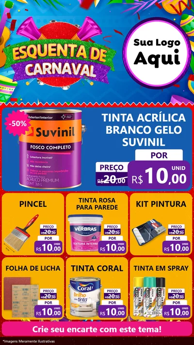Modelo de Rede Social para Stories com o tema Esquenta de Carnaval para Tintas e Ferramentas