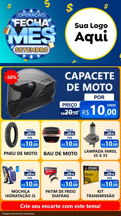 Modelo de Rede Social para Stories com o tema Operação Fecha Mês Setembro para Moto peças