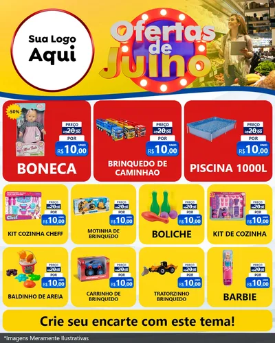 Modelo de Rede Social para Feed Instagram com o tema Ofertas de Julho para Brinquedos