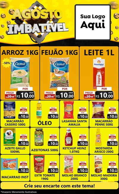 Modelo de Encarte para Encarte Grande com o tema Agosto Imbatível para Supermercado
