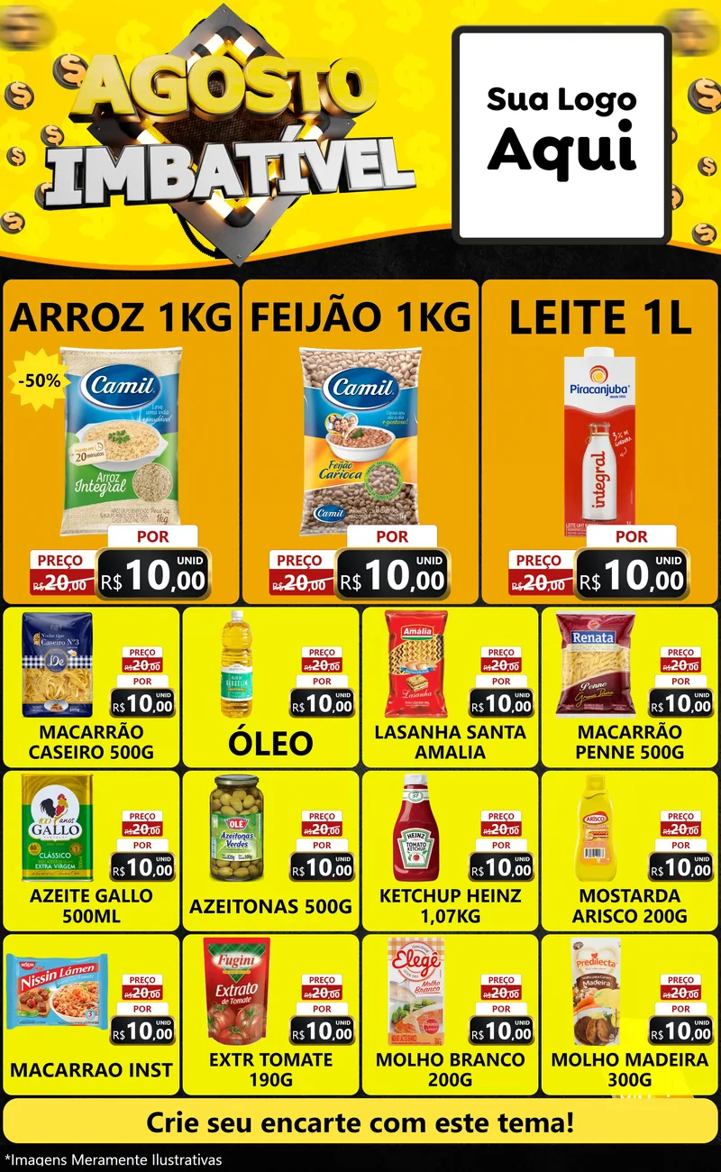 Modelo de Encarte para Encarte Grande com o tema Agosto Imbatível para Supermercado