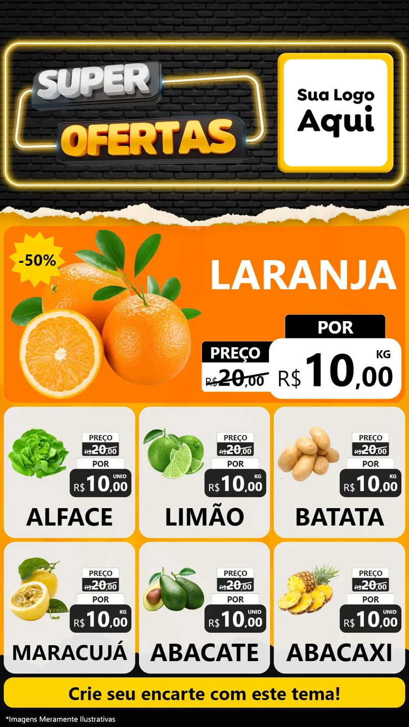 Modelo de Rede Social para Stories com o tema Super Ofertas para Hortifrúti