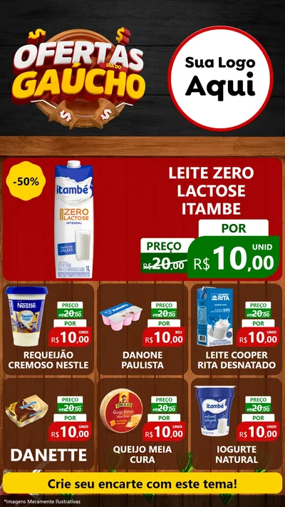 Modelo de Rede Social para Stories com o tema Ofertas Dia do Gaúcho para Frios e Laticínios