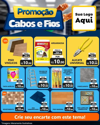 Modelo de Rede Social para Feed Instagram com o tema Promoção Cabos e Fios - Construção / Elétrica para Material para Construção