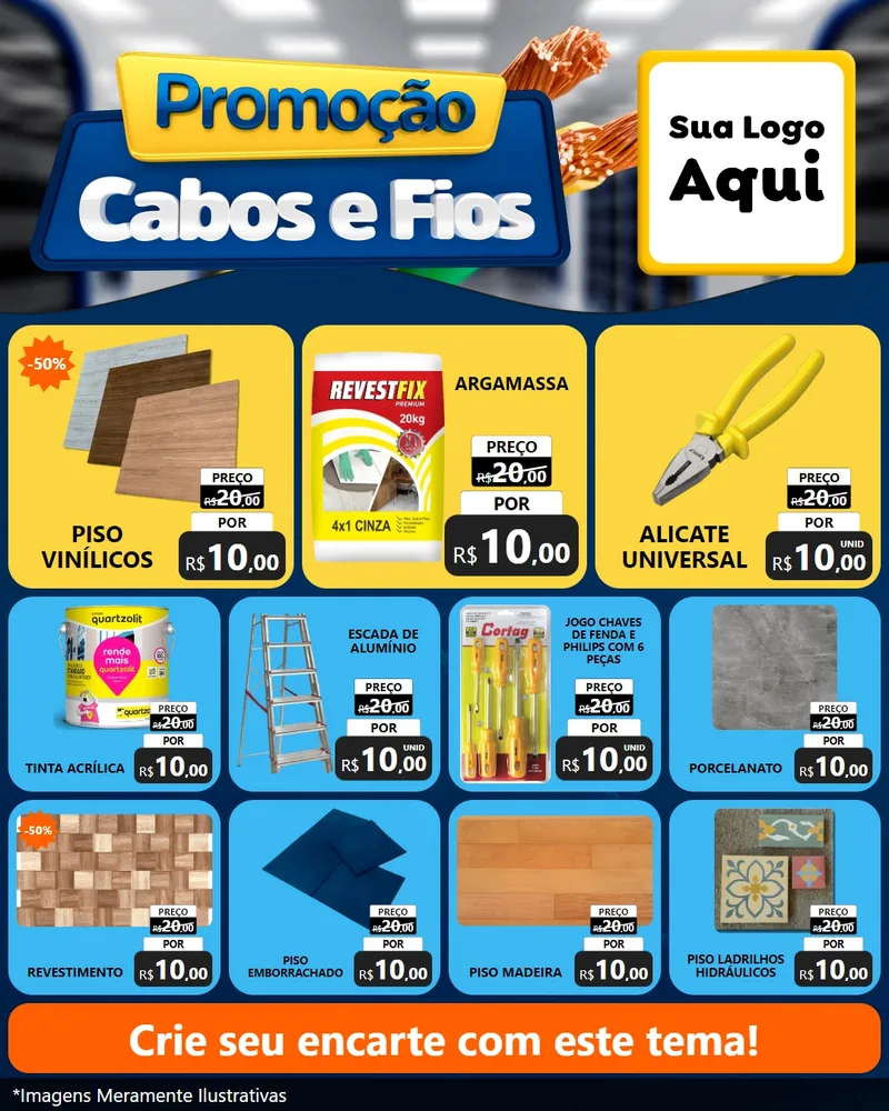 Modelo de Rede Social para Feed Instagram com o tema Promoção Cabos e Fios - Construção / Elétrica para Material para Construção