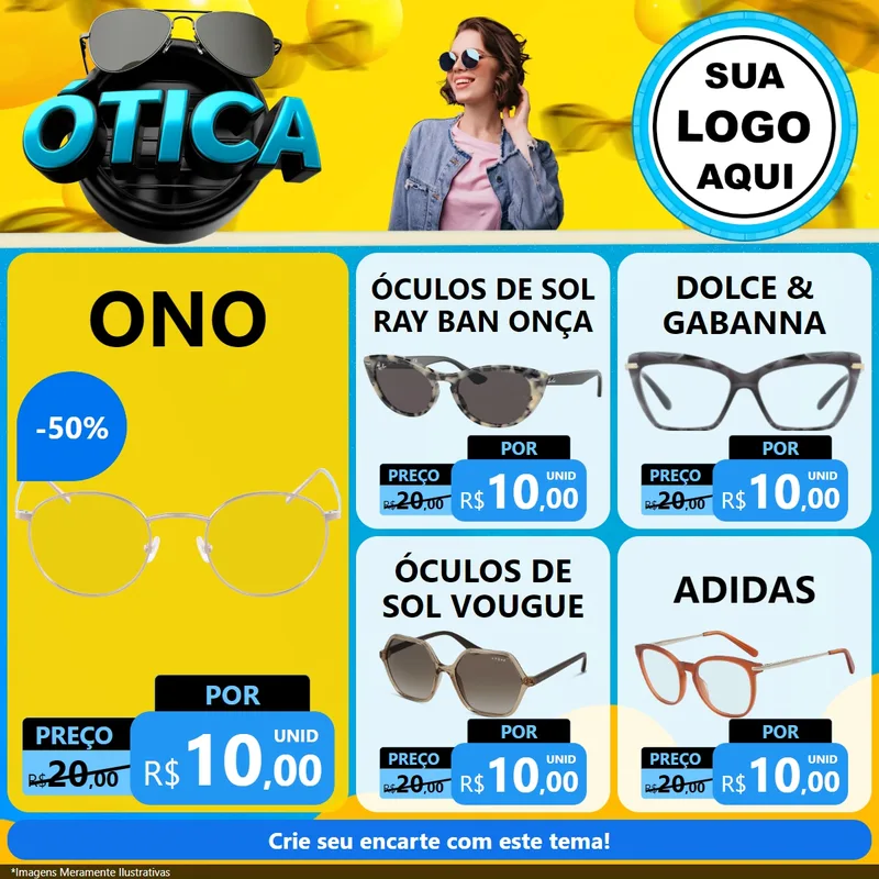 Modelo de Rede Social para Feed Facebook com o tema Ótica para Óticas