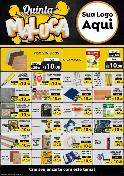 Modelo de Encarte para Encarte A4 Vertical com o tema Quinta Maluca para Material para Construção