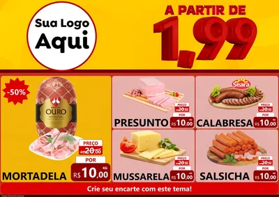 Modelo de Encarte para Encarte A4 Horizontal com o tema A Partir de Um e Noventa e Nove - 1,99 para Frios e Laticínios