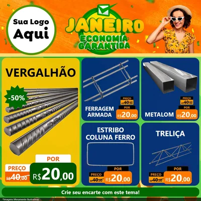 Modelo de Rede Social para Feed Facebook com o tema Janeiro - Economia Garantida para Ferragens