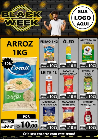 Modelo de Encarte para Encarte A4 Vertical com o tema Black Week para Supermercado
