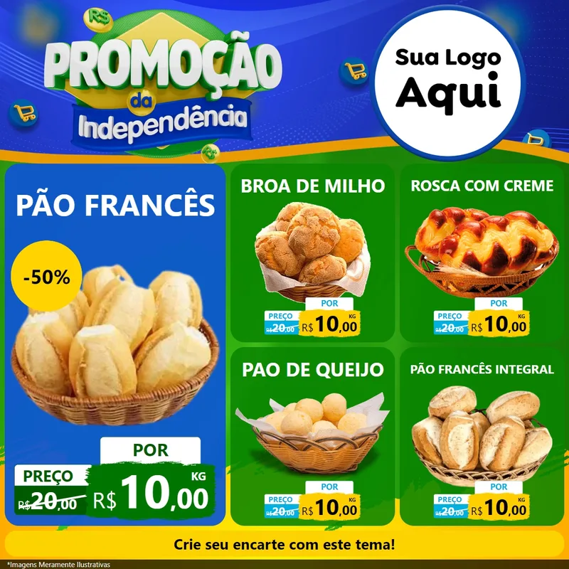 Modelo de Rede Social para Feed Facebook com o tema Promoção da Independência para Padaria