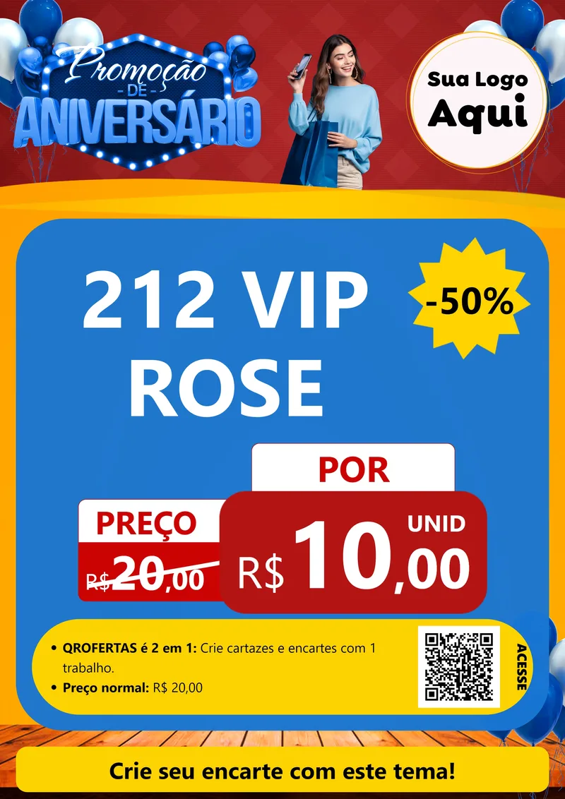 Modelo de Cartaz para Cartaz A4 Vertical com o tema Promoção de Aniversário para Perfumes
