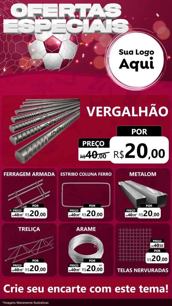 Modelo de Rede Social para Stories com o tema Ofertas Especiais - Futebol para Ferragens