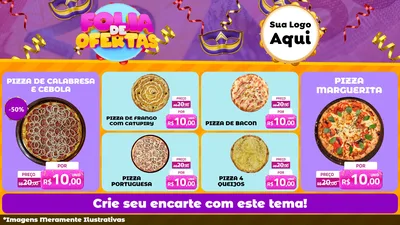 Modelo de TV para TV Horizontal com o tema Folia de Ofertas para Pizzaria