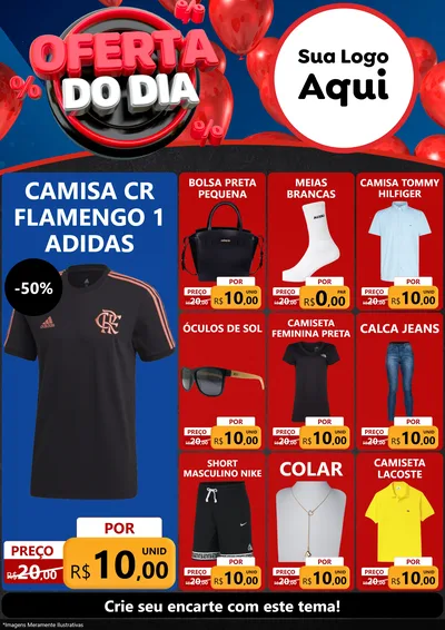 Modelo de Encarte para Encarte A4 Vertical com o tema Oferta do Dia para Roupas e acessórios