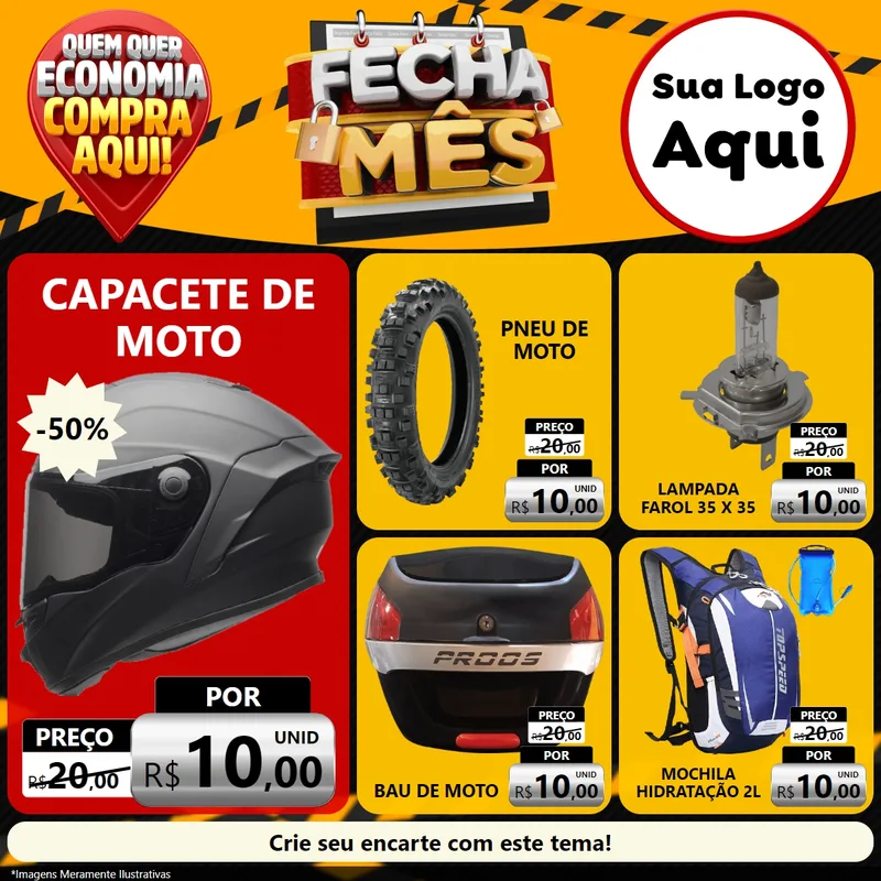 Modelo de Rede Social para Feed Facebook com o tema Fecha Mês para Moto peças