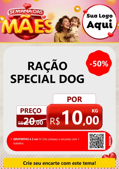 Modelo de Cartaz para Cartaz A4 Vertical com o tema Semana das Mães para Pet Shop