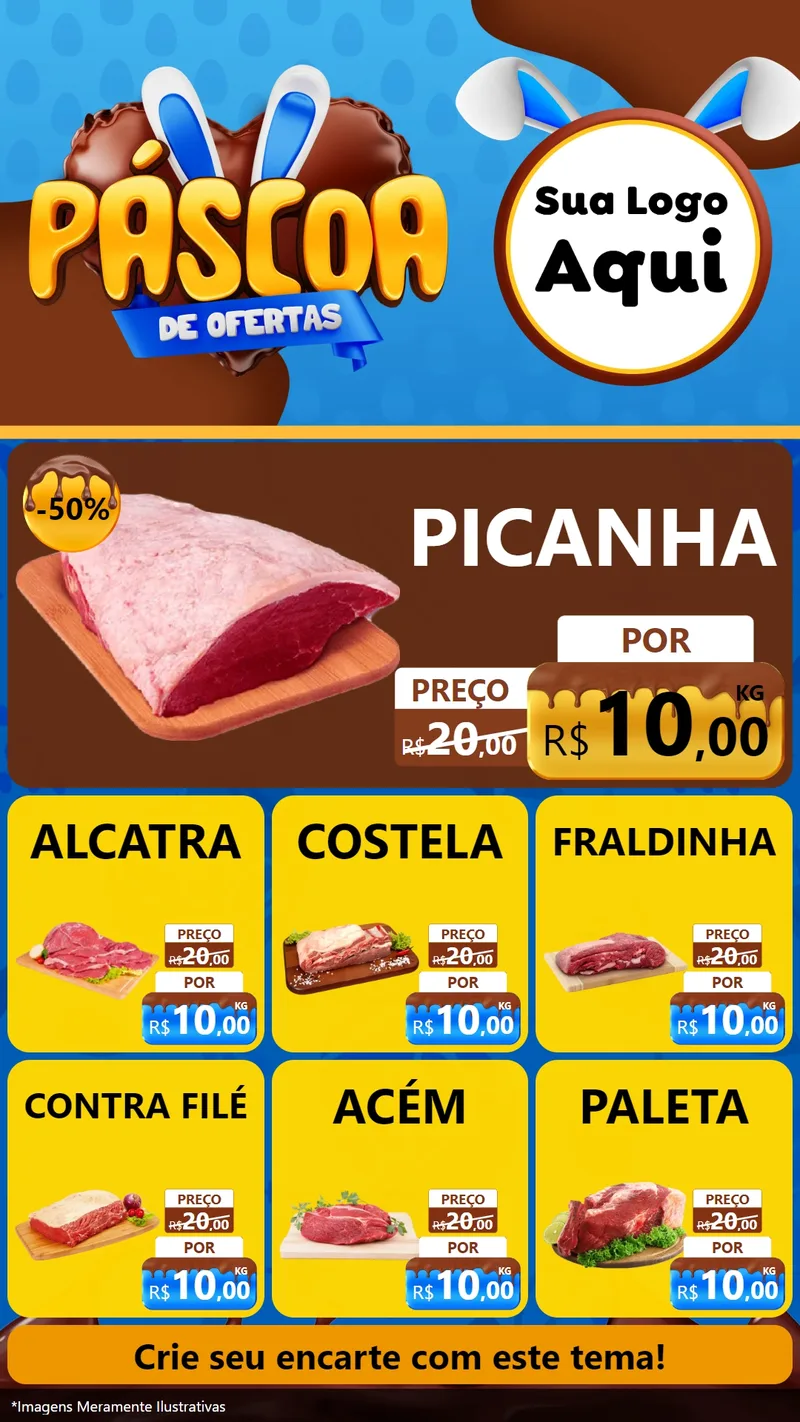 Modelo de Rede Social para Stories com o tema Páscoa de Ofertas para Açougue