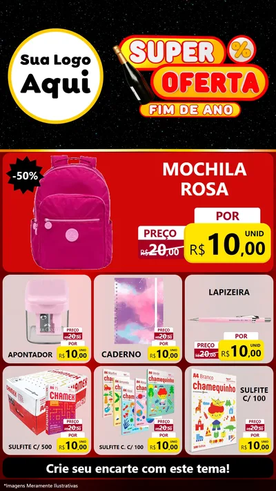 Modelo de Rede Social para Stories com o tema Super Oferta Fim de Ano para Papelaria