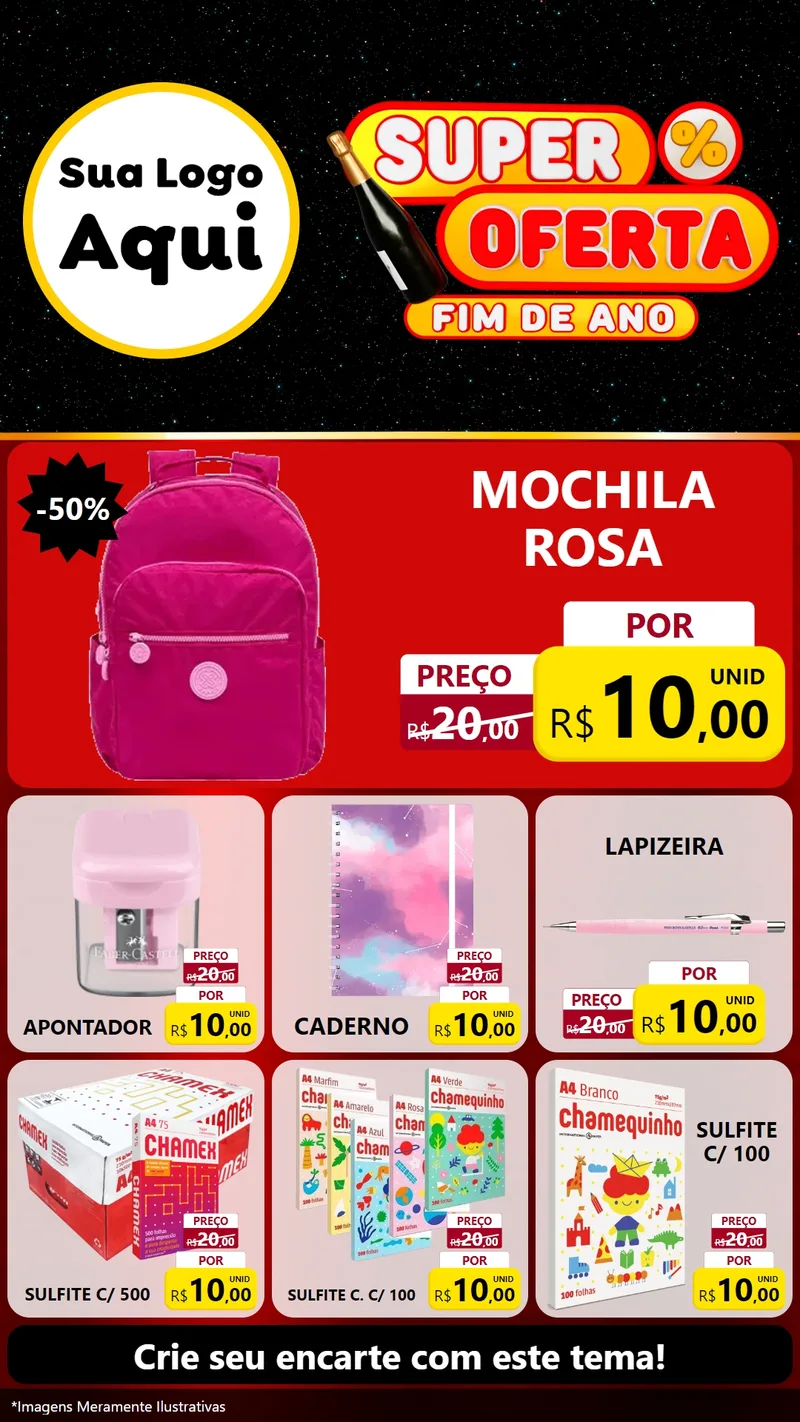 Modelo de Rede Social para Stories com o tema Super Oferta Fim de Ano para Papelaria