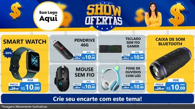 Modelo de TV para TV Horizontal com o tema Show de Ofertas para Informática