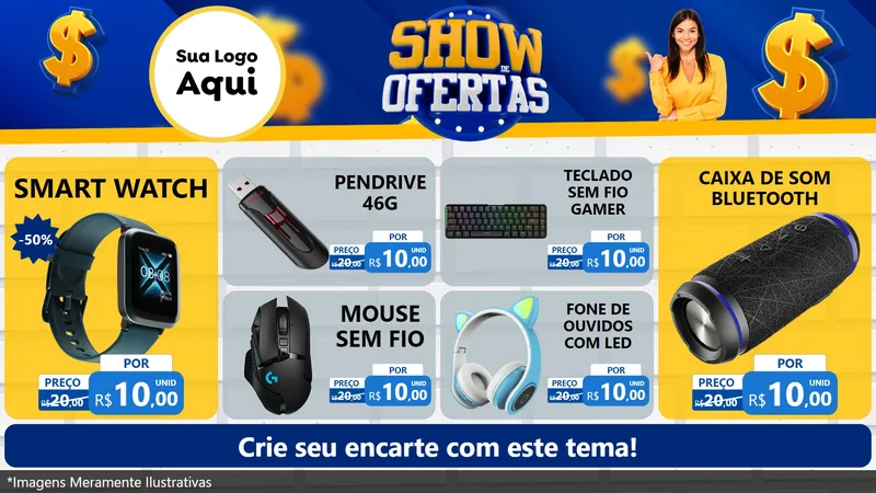 Modelo de TV para TV Horizontal com o tema Show de Ofertas para Informática
