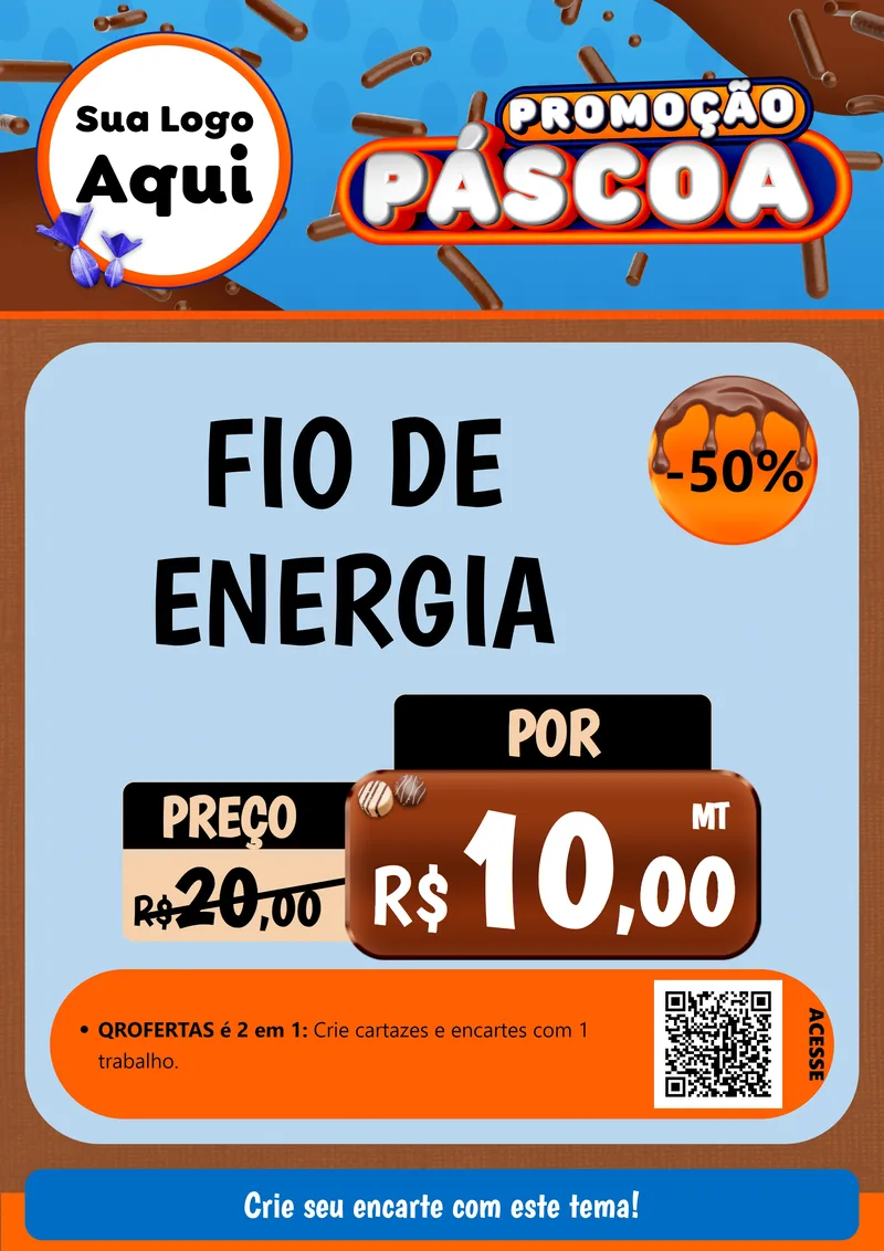 Modelo de Cartaz para Cartaz A4 Vertical com o tema Promoção Páscoa para Materiais Elétricos