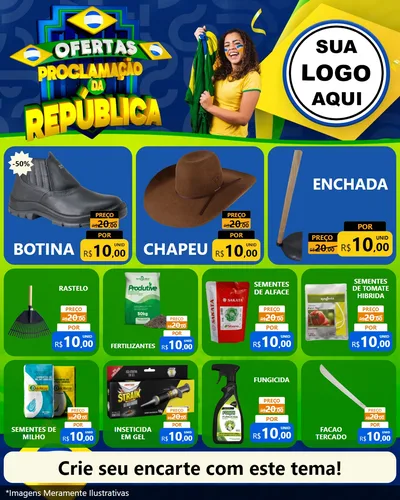 Modelo de Rede Social para Feed Instagram com o tema Ofertas Proclamação da República para Agropecuária
