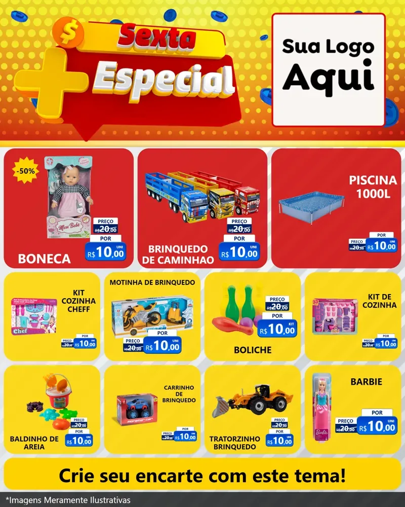 Modelo de Rede Social para Feed Instagram com o tema Sexta Mais Especial para Brinquedos