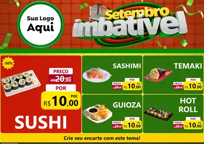 Modelo de Encarte para Encarte A4 Horizontal com o tema Setembro Imbatível para Comida japonesa