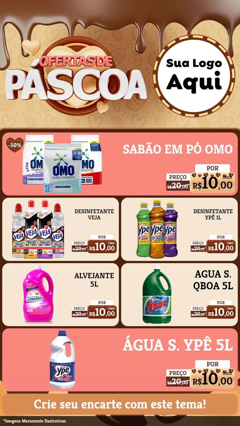 Modelo de TV para TV Vertical com o tema Ofertas de Páscoa para Produtos de Limpeza