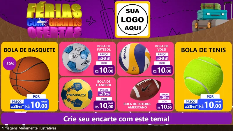Modelo de TV para TV Horizontal com o tema Férias com Grandes Ofertas para Artigos Esportivos