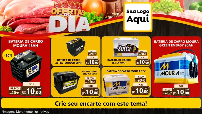 Modelo de TV para TV Horizontal com o tema Ofertas do Dia para Baterias Elétricas