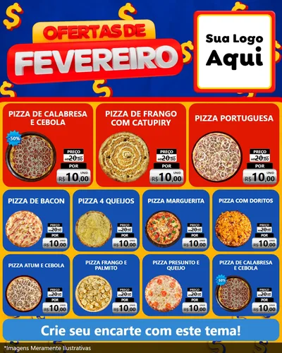 Modelo de Rede Social para Feed Instagram com o tema Ofertas de Fevereiro para Pizzaria
