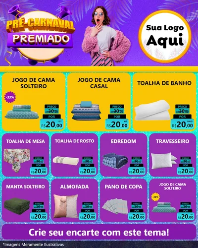 Modelo de Rede Social para Feed Instagram com o tema Pré-Carnaval Premiado para Cama, Mesa e Banho