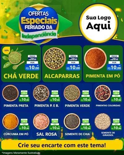 Modelo de Rede Social para Feed Instagram com o tema Ofertas Especiais Feriado da Independência para Produtos Naturais