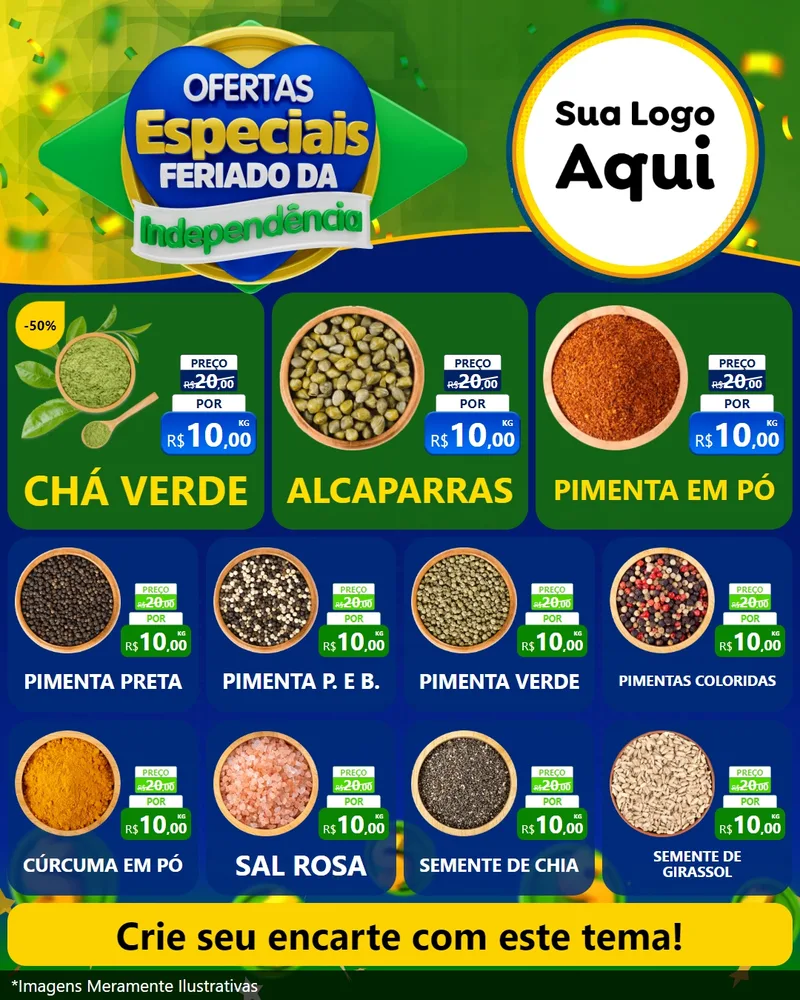 Modelo de Rede Social para Feed Instagram com o tema Ofertas Especiais Feriado da Independência para Produtos Naturais