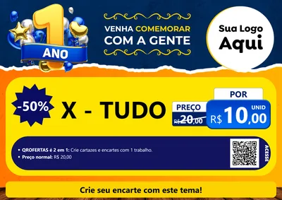 Modelo de Cartaz para Cartaz A4 Horizontal com o tema Um Ano de Aniversário para Hamburgueria