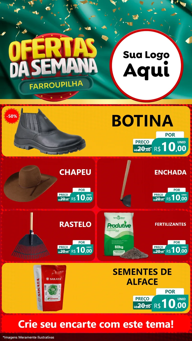Modelo de TV para TV Vertical com o tema Ofertas da Semana Farroupilha para Agropecuária