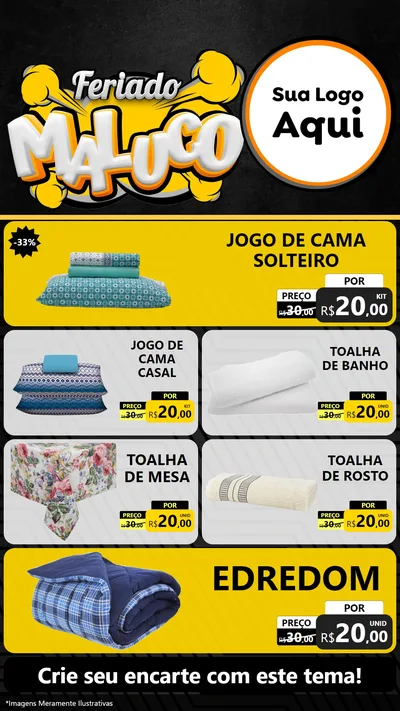 Modelo de TV para TV Vertical com o tema Feriado Maluco para Cama, Mesa e Banho