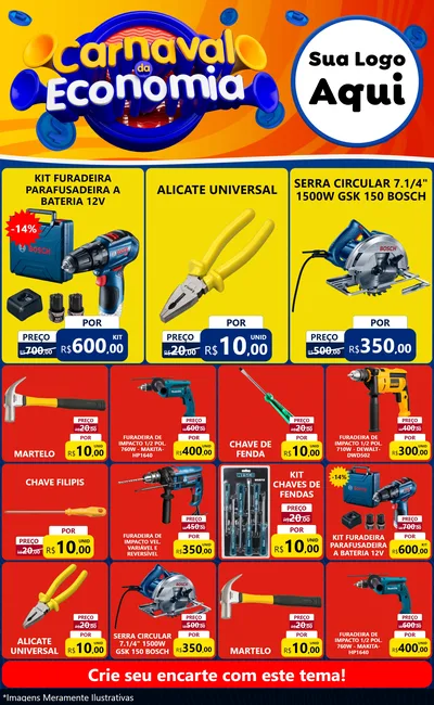 Modelo de Encarte para Encarte Grande com o tema Carnaval da Economia para Maquinas e Ferramentas